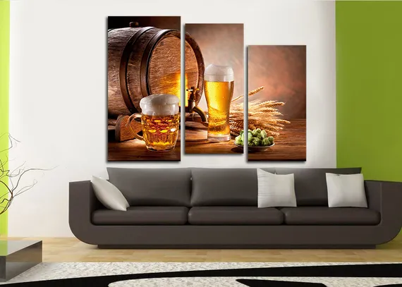 Модульная картина "Бочка пива"