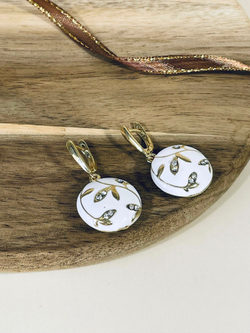 Серьги подвески с эмалью круглые