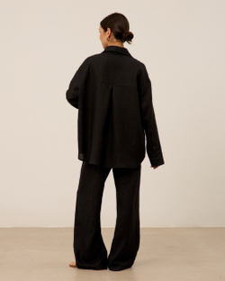 Рубашка 07, из 100% льна, черная