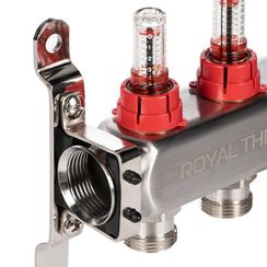 Коллектор Royal Thermo нерж. в сборе с расходомерами 1 ВР-3/4 НР с автомат. воздухоотвод-ми 2 вых.