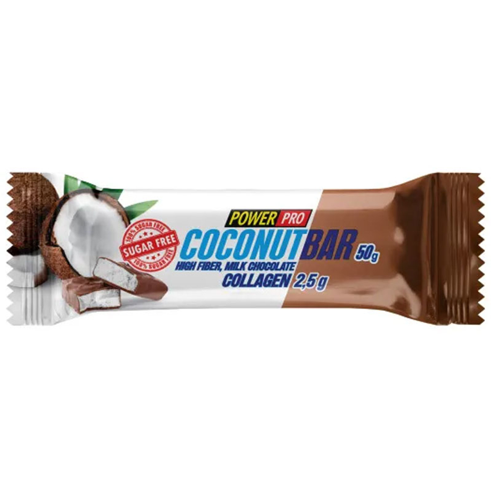 PowerPro Батончик без сахара с кокосовой стружкой в молочном шоколаде (50 гр.)