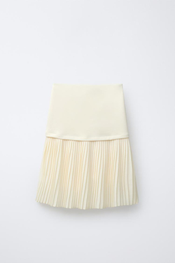 ZARA ПЛИССИРОВАННАЯ ЮБКА МИДИ, СВЕТЛО-ЖЕЛТЫЙ