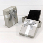 Коробка Ювелирная 7х9х3 см Набор 2 шт с бантом (Серебряный)