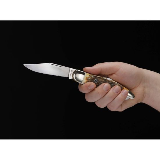 Складной нож Boker 114021S Jagdmesser Duo c клинком из стали 440C, рукоять Рог / нейзильбер