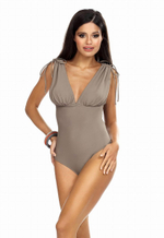 Совместный купальник с лифом из широких полос (Размер: 70/36) (Цвет: кофейный)