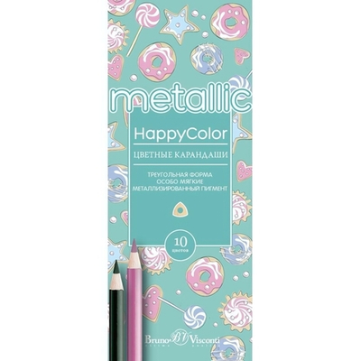 Карандаши 10цв. "HAPPYCOLOR" металлизир в ассорт. (Альт)