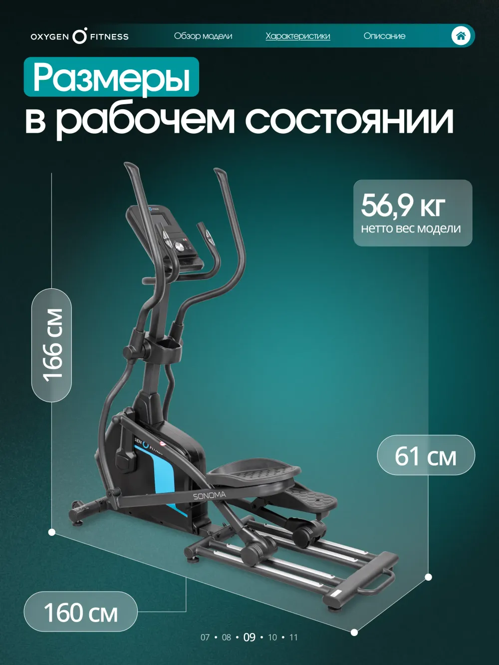 Эллиптический тренажер домашний OXYGEN FITNESS SONOMA