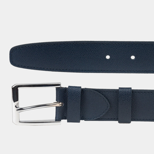 Ремень мужской 40 мм из кожи сафьяно, синего цвета