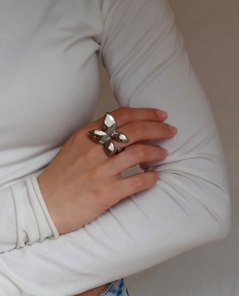 Кольцо Flower silver