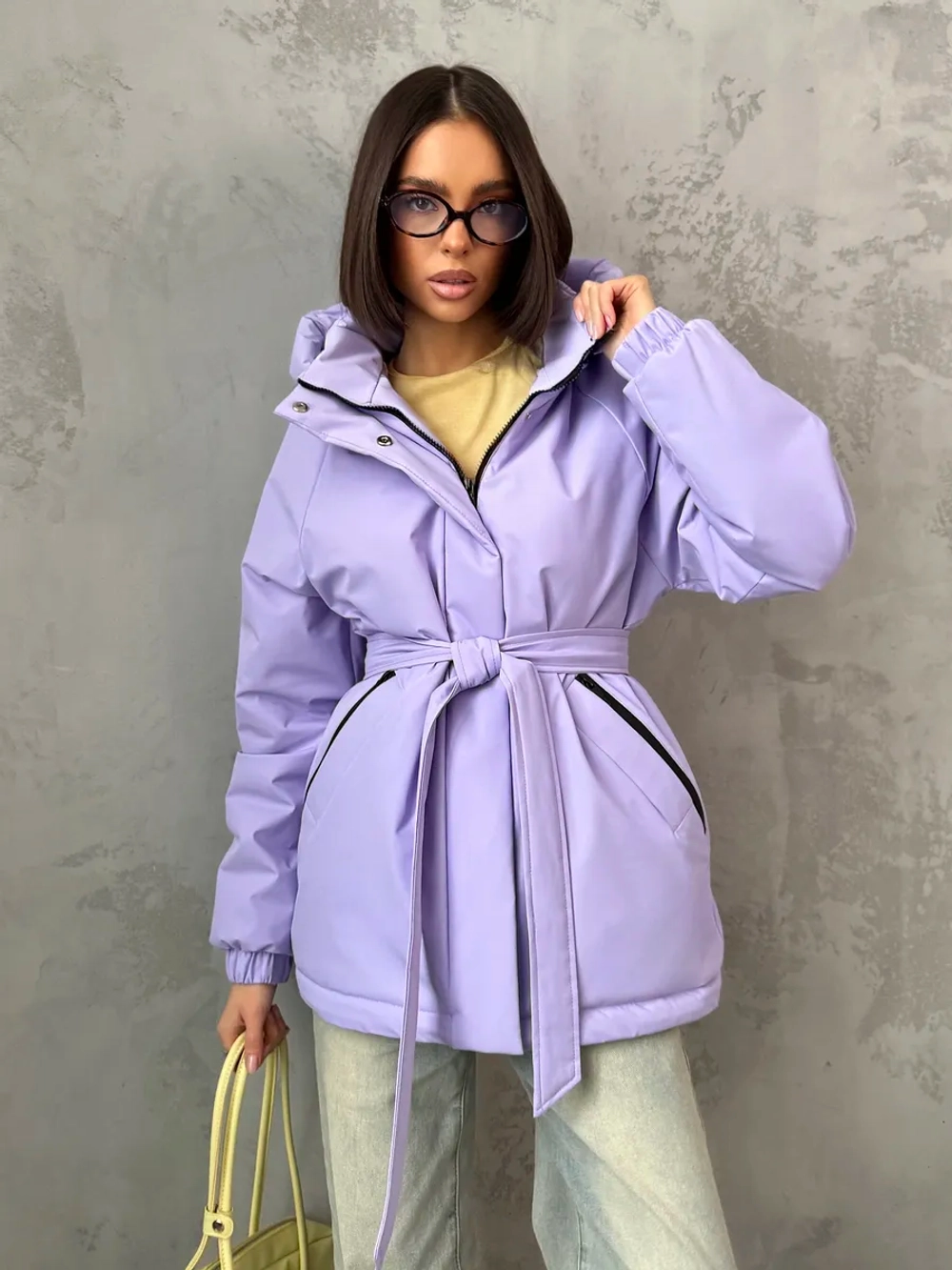 Куртка весенняя удлиненная с капюшоном