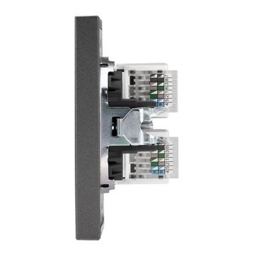 Розетка STRONG компьютерная двойная RJ45+RJ45 кат6 с/у графит KRANZ