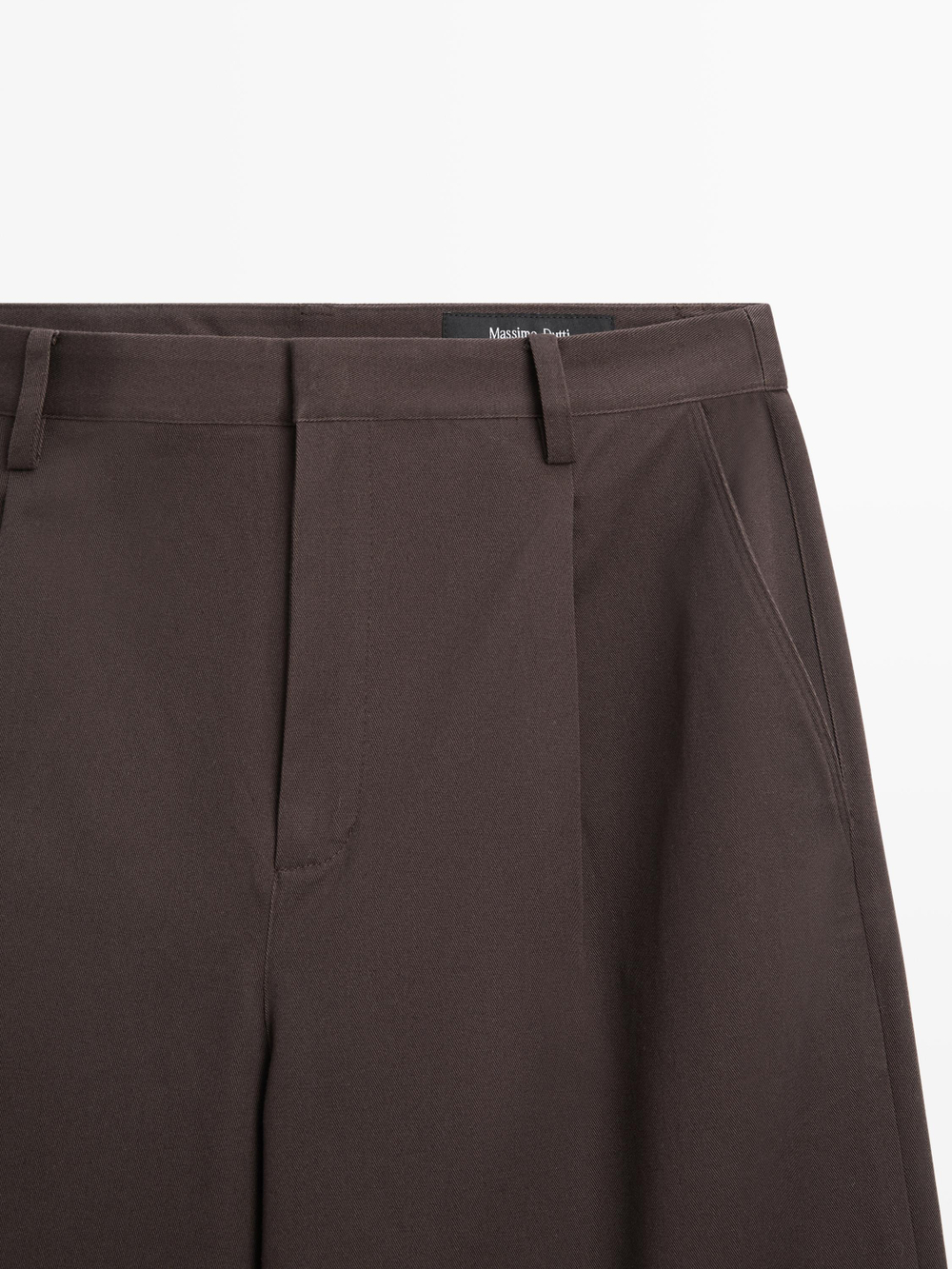 Massimo Dutti Хлопковые брюки с вытачками, шоколадный