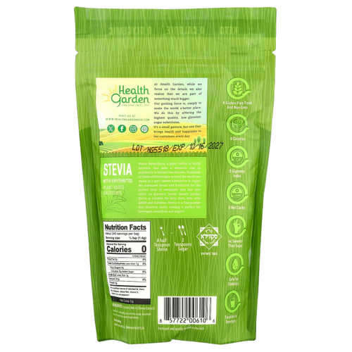 Health Garden, Стевия с эритритолом, 341 г (12 унций)