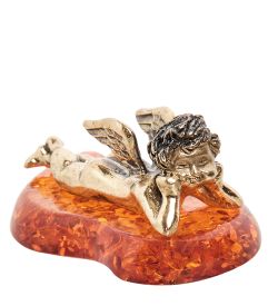 Народные промыслы AM- 198 Фигурка «Амурчик» (латунь, янтарь)