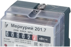 Счетчик электроэнергии однофазный однотарифный INCOTEX Меркурий 201.7 5(60) А без привязки к региону