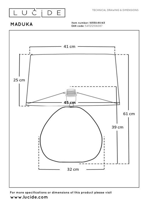 Настольная лампа Lucide MADUKA 10550/81/43