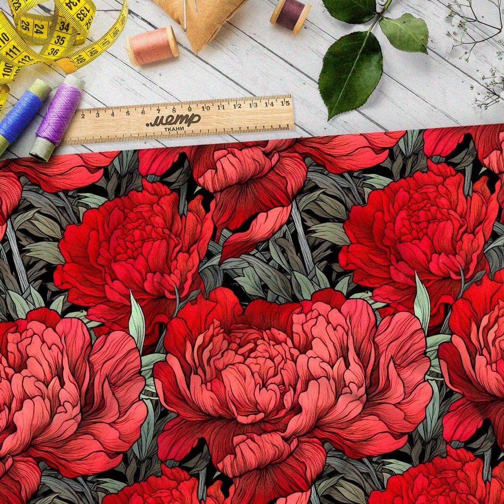 Ткань премиум бифлекс цветочная фантазия