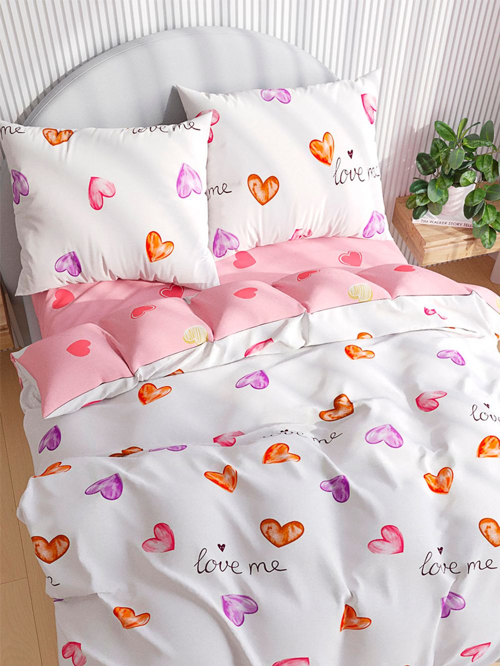 Простынь на резинке поплин Сказка "Love too" 90x200 см