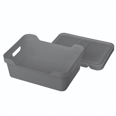 Ящик с крышкой универсальный "luxe", 380х276х140 мм, 12л (серый)