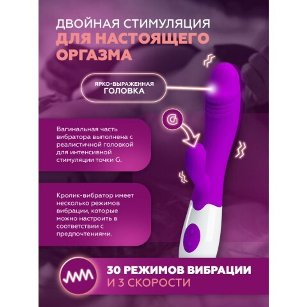 Вибратор-кролик Baile Pretty Love Snappy с вибростимулятором клитора 19,5х3,1 см