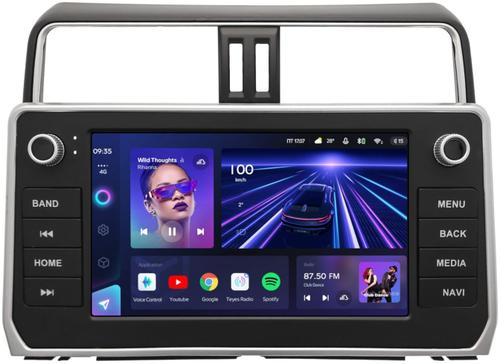 Магнитола для Toyota Land Cruiser Prado 150 2017-2023 (рамка с кнопками и крутилками) - Teyes CC3-2K монитор 9.5" 2K QLED на Android 10, Быстрая, CarPlay, 4G SIM-слот