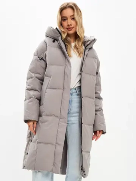 Пуховик зимний длинный с капюшоном оверсайз