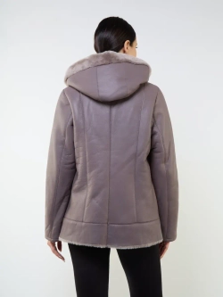 Дубленка зимняя натуральная с капюшоном авиатор пилот