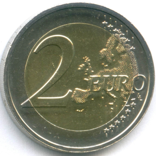 2 евро 2015 год. Нидерланды. 30 лет флагу Евросоюза. Биметалл AU