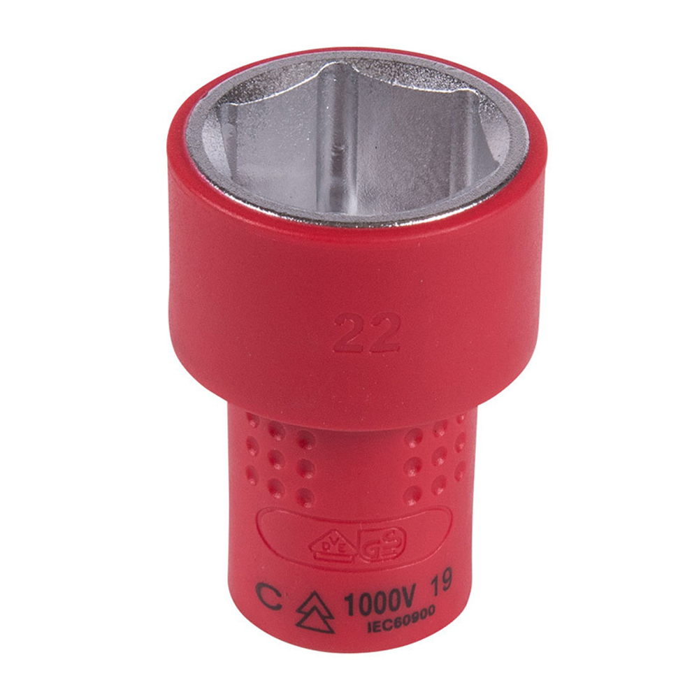 KING TONY (3335VE22M) Головка торцевая диэлектрическая шестигранная 3/8", 22 мм