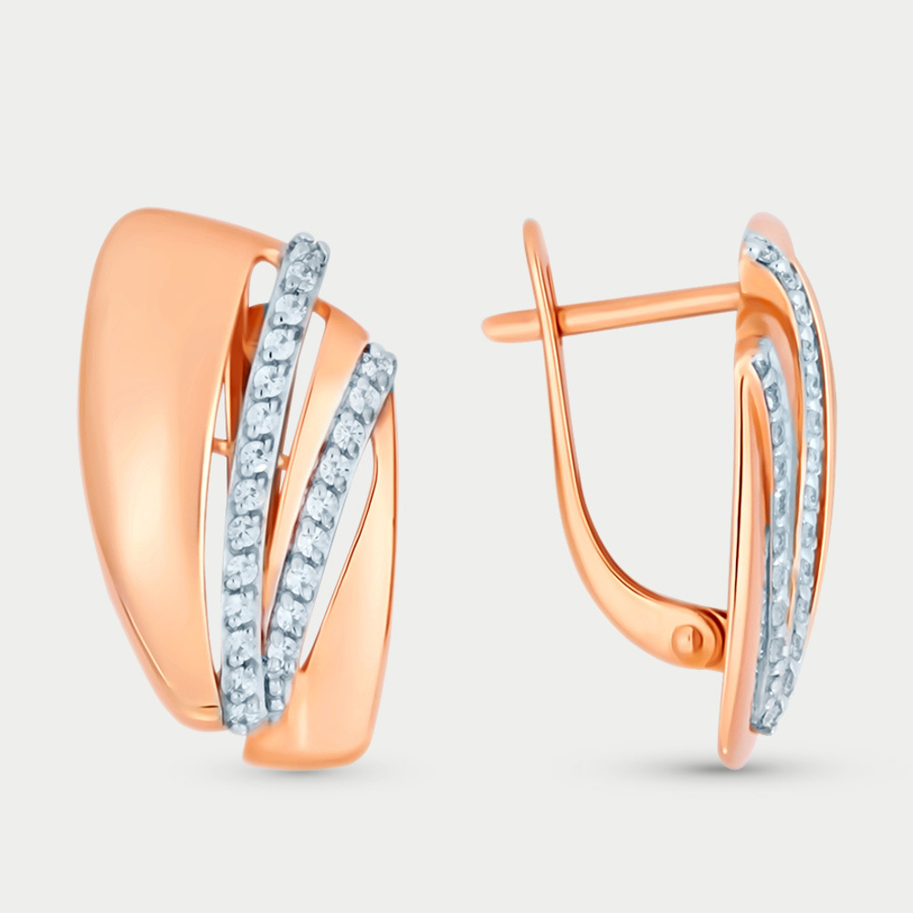 Серьги женские с фианитами из розового золота 585 пробы (арт. 019462-1102)