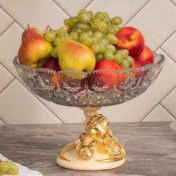 Фруктовница-конфетница Ирис Визир со стеклянной чашей 7373 Айвори