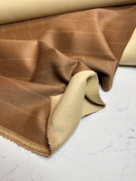 Двусторонний (double-face) пальтовый кашемир с шерстью (80%кашемир/20%шерсть, Бежевый кэмел с тонкой вертикальной полосой/сливочный, 151, 393 гр/м2)