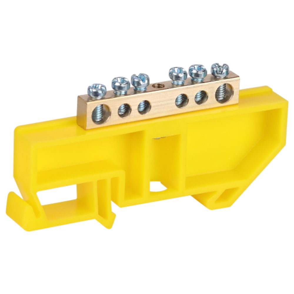 Шина ЭРА NO-224-88 PE земля на DIN-изоляторе ШНИ-6х9-6-Д-желтый | Шины N, PE, PEN