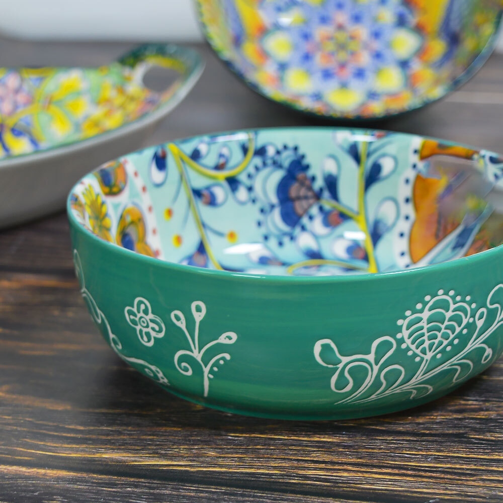 Кокотница с ручкой "Arabesque" 15,5см, керамика