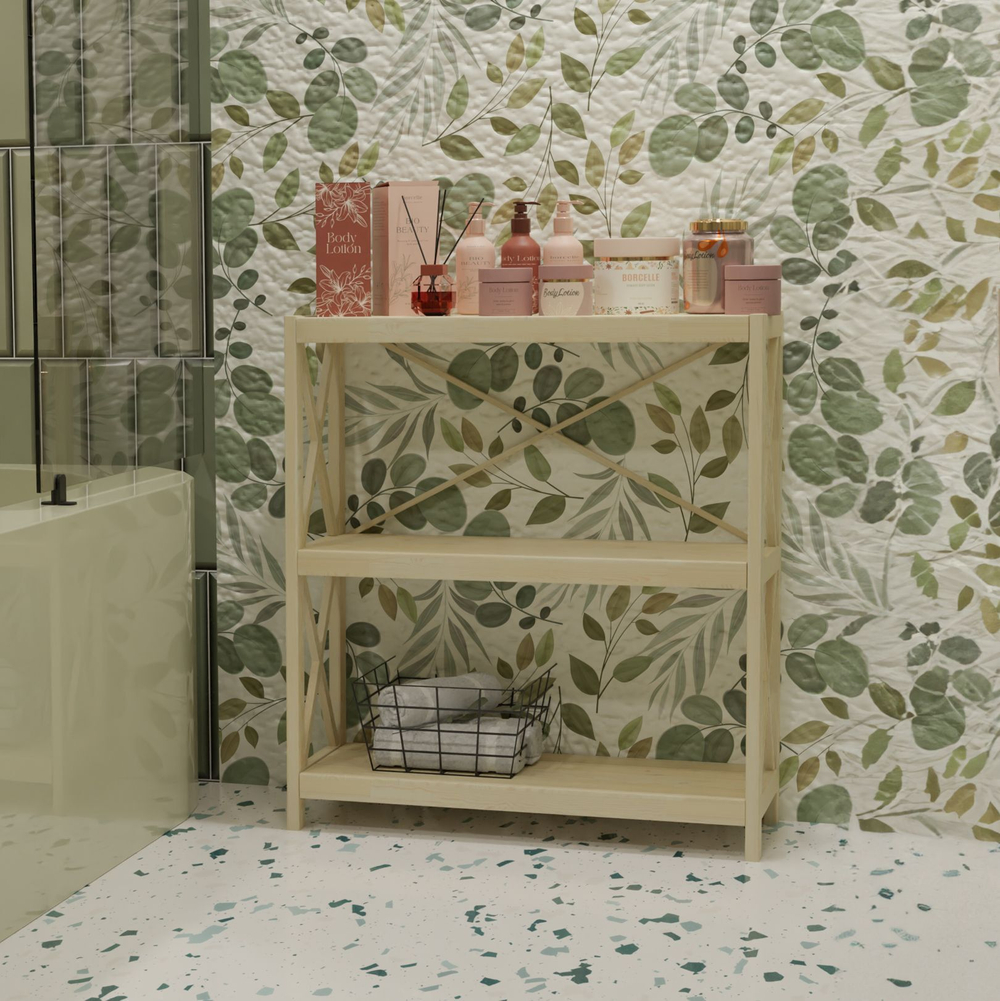 Стеллаж деревянный напольный Юск из массива сосны 3 полки