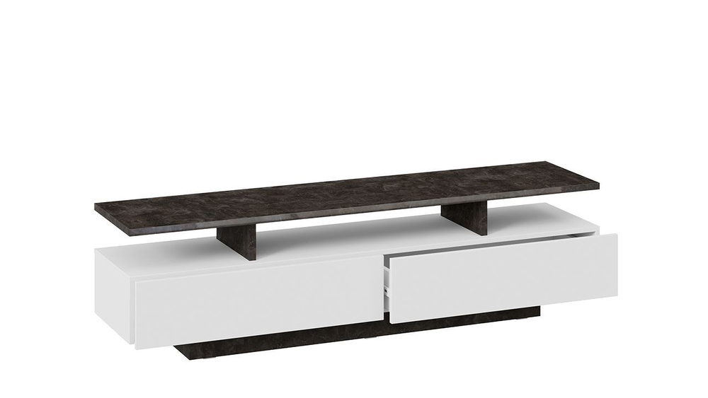 Тумба под телевизор напольная Белый/Ателье темный глянец 160х43х39 см