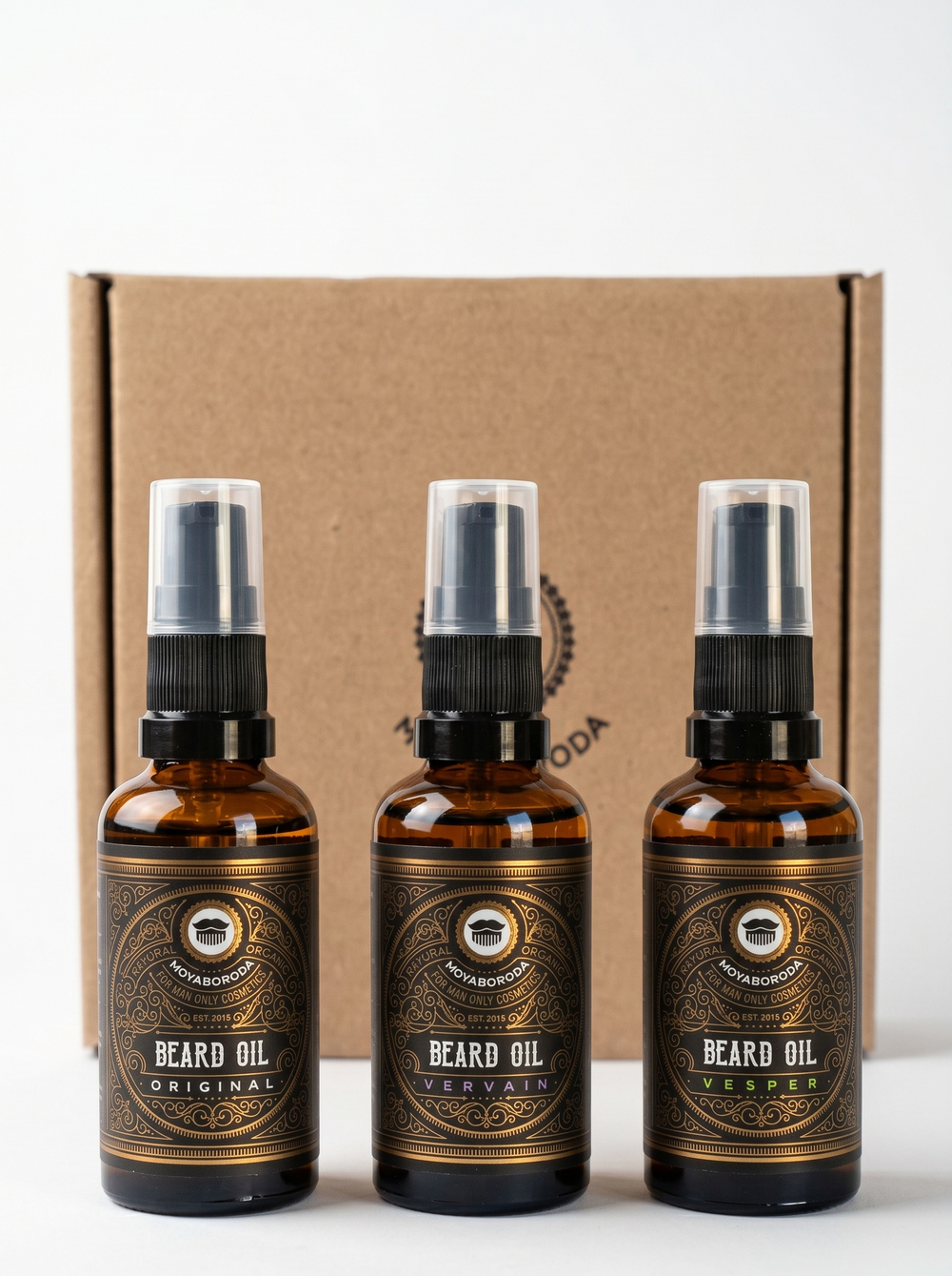 Миди-набор #01 MOYABORODA для бороды и волос (3 Масла: Original 15ml + Vervain 15ml + Vesper 15ml)