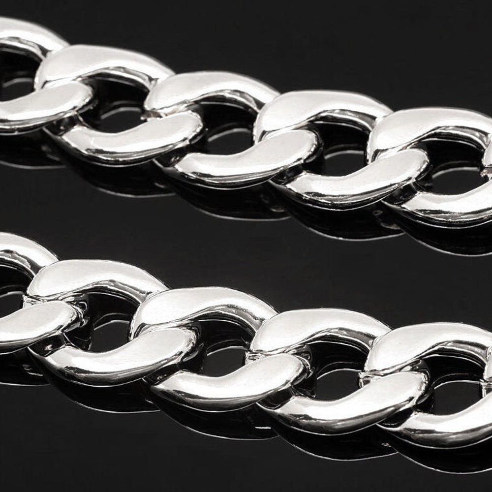 Цепочка (Юж. Корея), родиевое покрытие, размер звена 11*8 мм, цена за 25 см