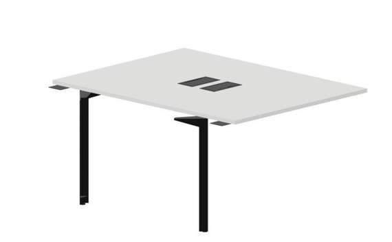 Составной стол на 2 рабочих места 118х156,6х75см (2 металлических  аутлета) - приставной элемент