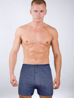 Мужские хлопковые трусы-боксеры в клетку plus size с гульфиком (Размер: XXXL) (Цвет: синий)