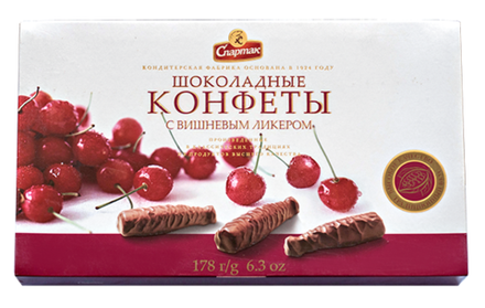 Набор конфет "Бутылочки" с вишнёвым ликёром 178г. Спартак