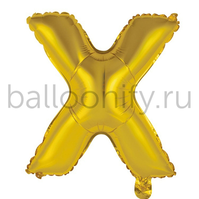 Фольгированная фигура, Буква Х 35 см Gold
