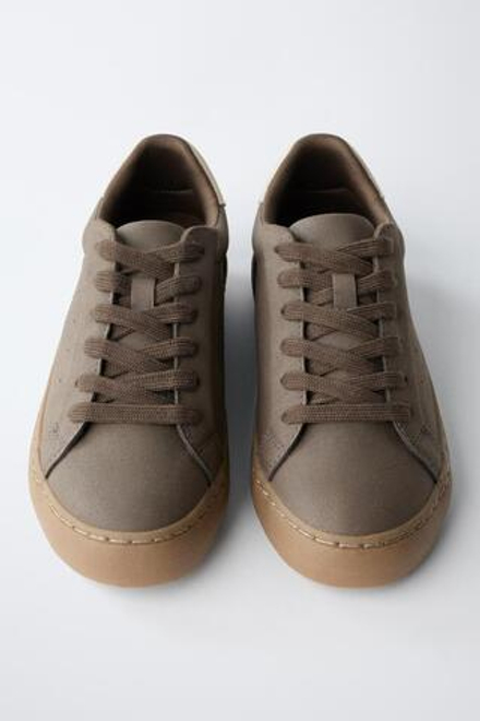 ZARA МИНИМАЛИСТИЧНЫЕ КЕДЫ, КОРИЧНЕВЫЙ