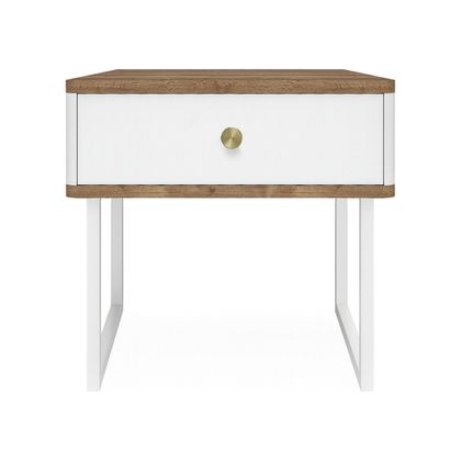 Тумба прикроватная на ножках ROYAL 5301 эко (Дуб Веллингтон-Белый-р.золото)