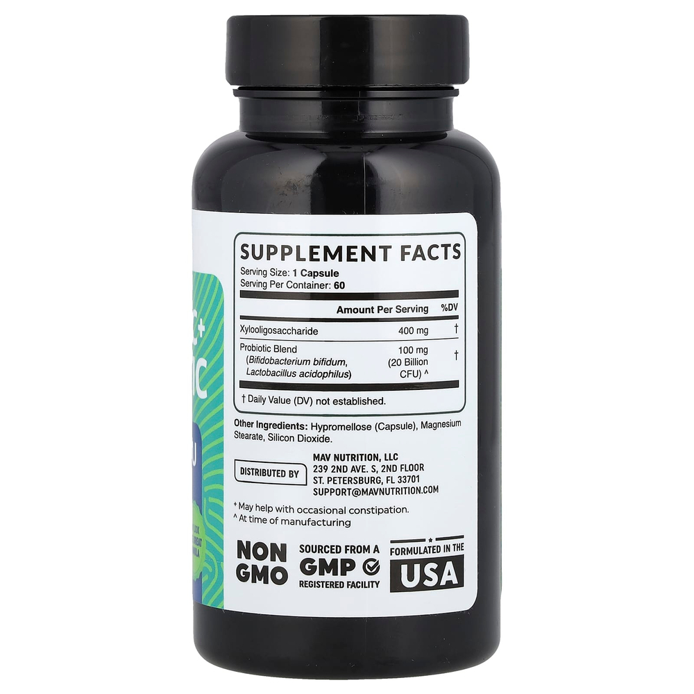 MAV Nutrition, Pre-Pro, пребиотик и пробиотик, 60 растительных капсул