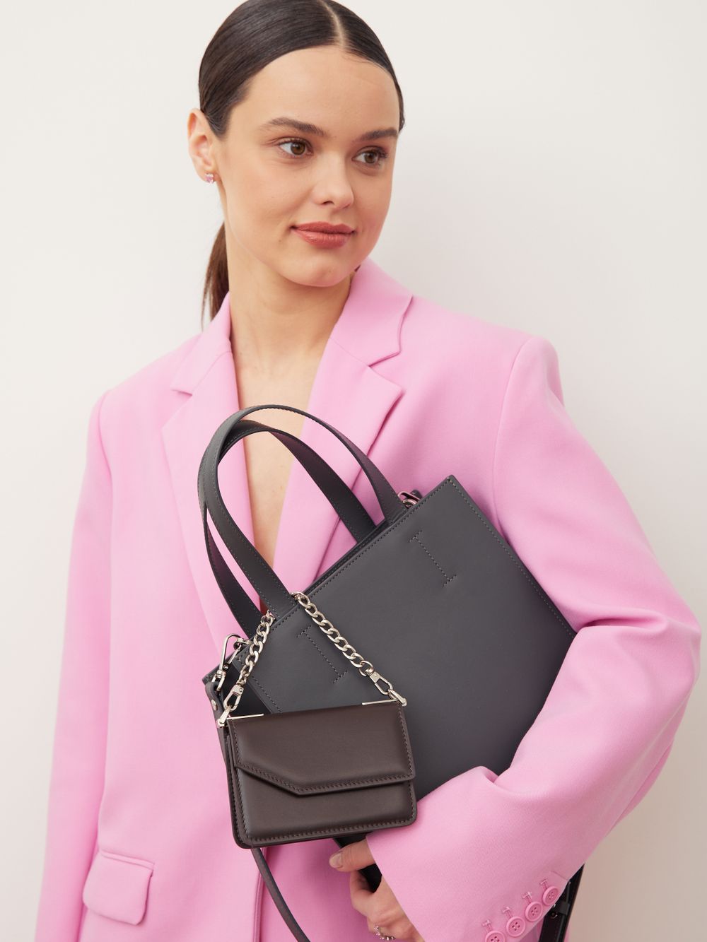 ШОППЕР МАЛЕНЬКИЙ ЧЕРНЫЙ|ГРАФИТ|Т.КОРИЧНЕВЫЙ