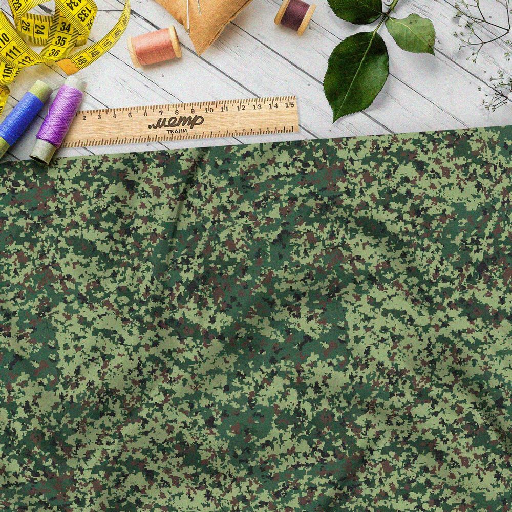Ткань дюспо зелёный камуфляж в виде кустов