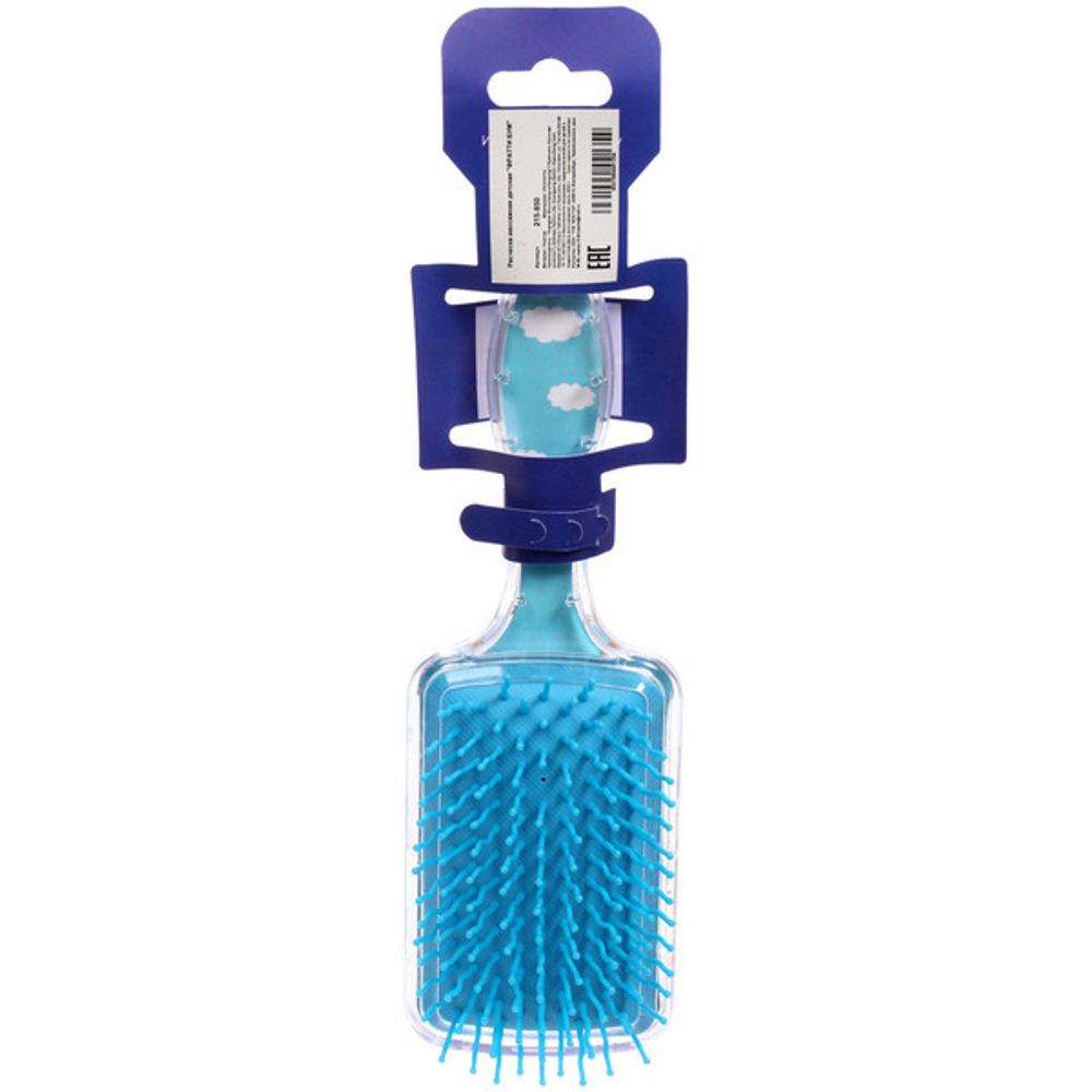 Расческа массажная детская «ФРАТТИ БУМ», единорожек Монти, форма прямоугольная, 20*6,5см (блистер Ультрамарин)