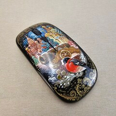 Мышь беспроводная, с ручной росписью Палех "Москва. Царь-пушка"