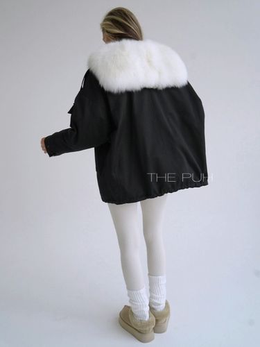 Черная хлопковая парка ARMY с мехом белого песца